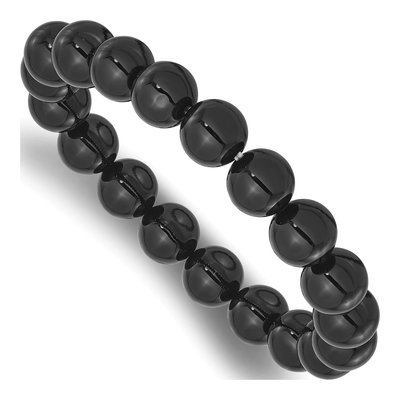 Black Agate 10mm Beaded Stretch Bracelet