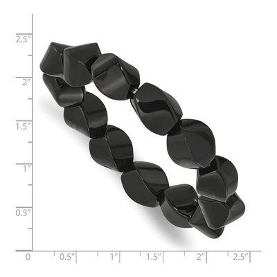 Black Agate Beaded Stretch Bracelet – view 3