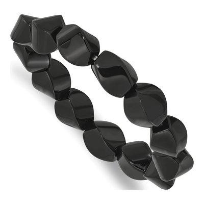 Black Agate Beaded Stretch Bracelet