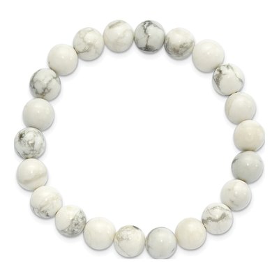 White Howlite Beaded Stretch Bracelet, 8.5mm – view 2