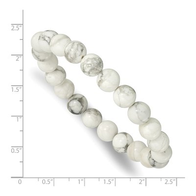 White Howlite Beaded Stretch Bracelet, 8.5mm – view 3