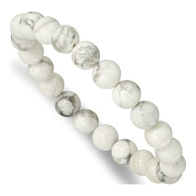 White Howlite Beaded Stretch Bracelet, 8.5mm