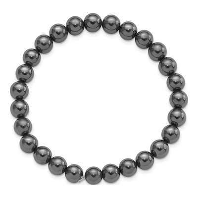 Hematite 7mm Beaded Stretch Bracelet – view 2