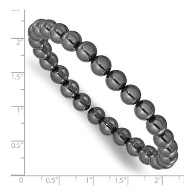 Hematite 7mm Beaded Stretch Bracelet – view 3