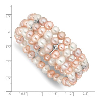 Sterling Silver Freshwater Cultured Pearl Multi-Color Stretch Bangle Bracelet – view 3