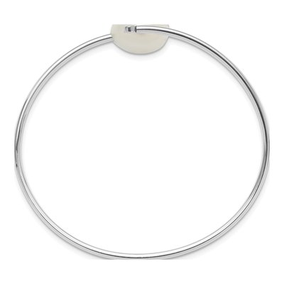 Sterling Silver Freshwater Cultured Pearl & CZ Flexible Bangle Bracelet – view 2