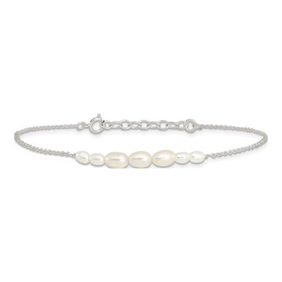 Sterling Silver Freshwater Cultured Pearl E-Coated Bracelet – view 3