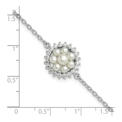 Sterling Silver Freshwater Cultured Pearl & CZ Bracelet – view 5