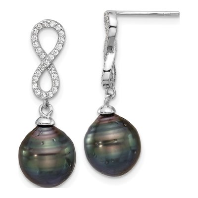 Tahitian Pearl & CZ Infinity Necklace & Earring Set – view 2
