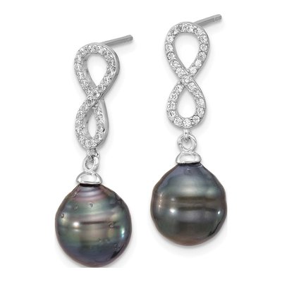 Tahitian Pearl & CZ Infinity Necklace & Earring Set – view 3