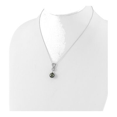 Tahitian Pearl & CZ Infinity Necklace & Earring Set – view 4