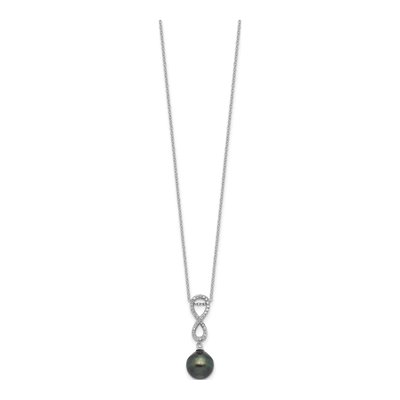 Tahitian Pearl & CZ Infinity Necklace & Earring Set – view 5