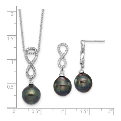 Tahitian Pearl & CZ Infinity Necklace & Earring Set – view 6