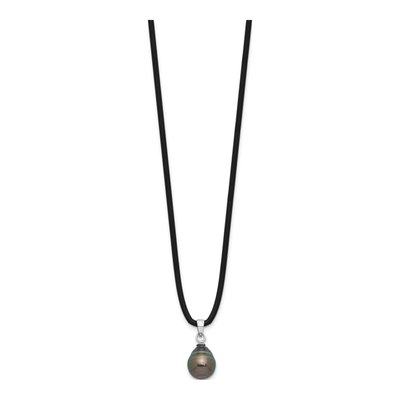 Sterling Silver Black Tahitian Cultured Pearl Necklace – view 2