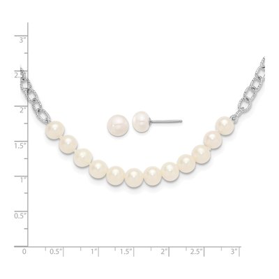Sterling Silver Freshwater Pearl Necklace & Earring Set – view 6