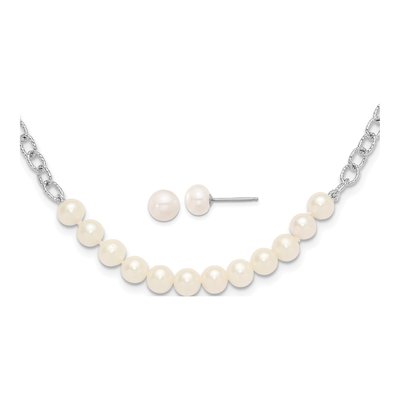 Sterling Silver Freshwater Pearl Necklace & Earring Set