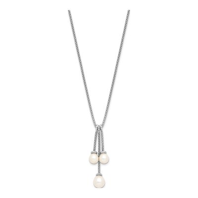 Sterling Silver Freshwater Cultured Pearl Dangle Necklace – view 2
