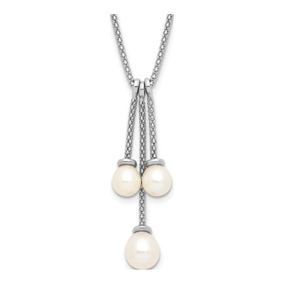 Sterling Silver Freshwater Cultured Pearl Dangle Necklace