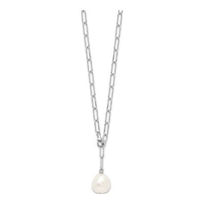 Sterling Silver Freshwater Cultured Pearl Teardrop Adjustable Necklace – view 2