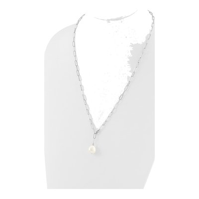 Sterling Silver Freshwater Cultured Pearl Teardrop Adjustable Necklace – view 3