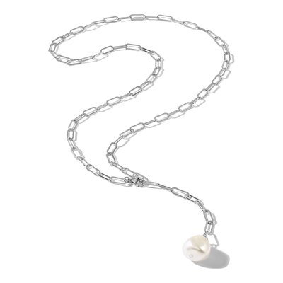 Sterling Silver Freshwater Cultured Pearl Teardrop Adjustable Necklace – view 5