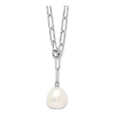 Sterling Silver Freshwater Cultured Pearl Teardrop Adjustable Necklace