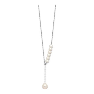 Sterling Silver Freshwater Cultured Pearl Teardrop Semi-Round Necklace – view 2