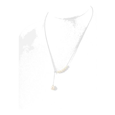 Sterling Silver Freshwater Cultured Pearl Teardrop Semi-Round Necklace – view 3