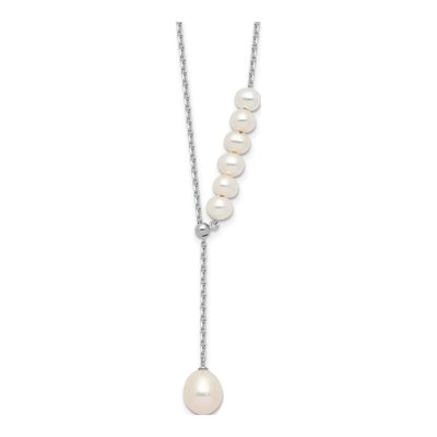 Sterling Silver Freshwater Cultured Pearl Teardrop Semi-Round Necklace