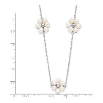 Sterling Silver Freshwater Cultured Pearl Flower Necklace – view 4