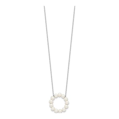 Sterling Silver Freshwater Cultured Pearl Circle Necklace – view 2