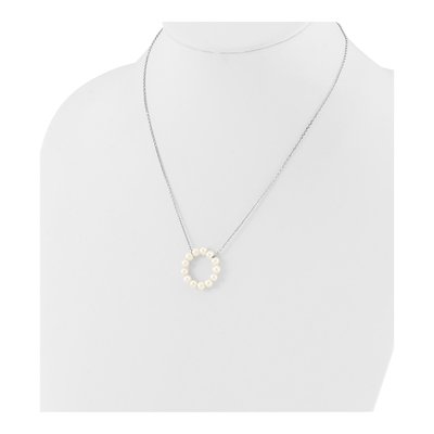 Sterling Silver Freshwater Cultured Pearl Circle Necklace – view 3