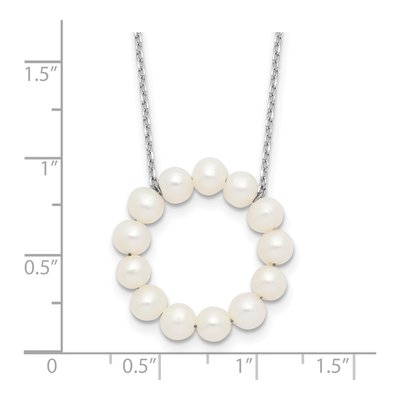 Sterling Silver Freshwater Cultured Pearl Circle Necklace – view 4