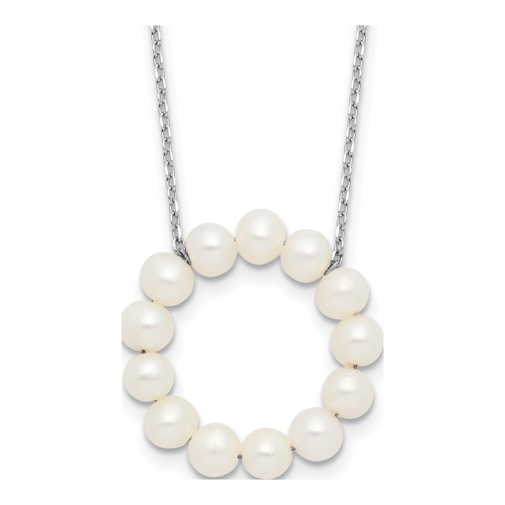 Sterling Silver Freshwater Pearl Circle Necklace, 18in