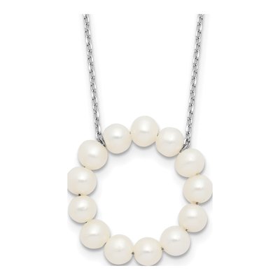 Sterling Silver Freshwater Cultured Pearl Circle Necklace