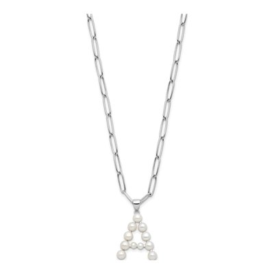 Sterling Silver Freshwater Cultured Pearl Letter A Necklace – view 2