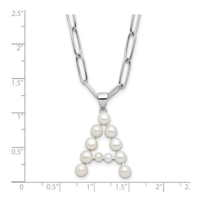 Sterling Silver Freshwater Cultured Pearl Letter A Necklace – view 4