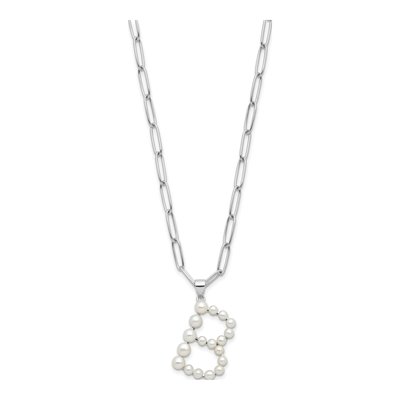 Sterling Silver Freshwater Cultured Pearl Letter B Necklace – view 2