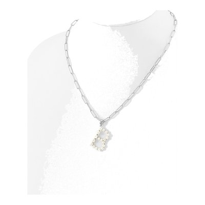 Sterling Silver Freshwater Cultured Pearl Letter B Necklace – view 3