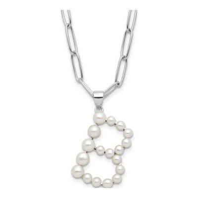 Sterling Silver Freshwater Cultured Pearl Letter B Necklace