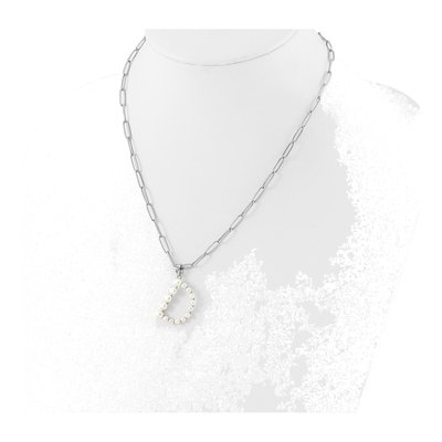 Sterling Silver Freshwater Cultured Pearl Letter D Necklace – view 3