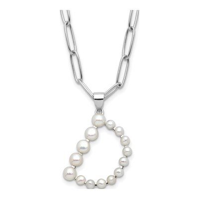 Sterling Silver Freshwater Cultured Pearl Letter D Necklace