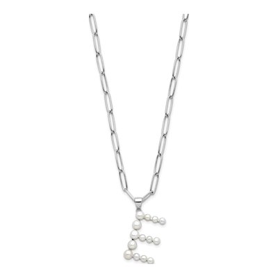 Sterling Silver Freshwater Cultured Pearl Letter E Necklace – view 2