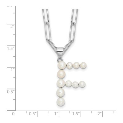 Sterling Silver Freshwater Cultured Pearl Letter F Necklace – view 4