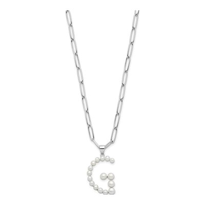 Sterling Silver Freshwater Cultured Pearl Letter G Necklace – view 2