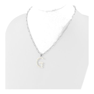 Sterling Silver Freshwater Cultured Pearl Letter G Necklace – view 3