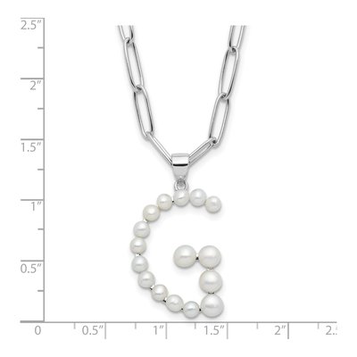 Sterling Silver Freshwater Cultured Pearl Letter G Necklace – view 4