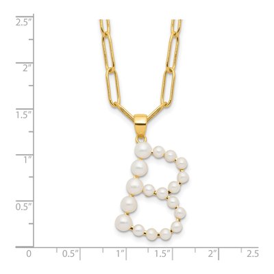 Gold-Plated Sterling Silver Freshwater Cultured Pearl Letter B Necklace – view 4