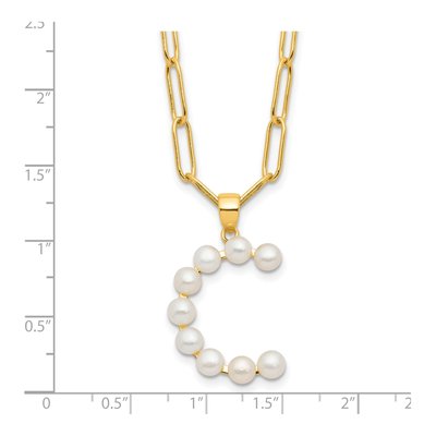 Gold-Plated Sterling Silver Freshwater Cultured Pearl Letter C Necklace – view 4