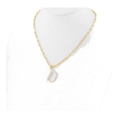 Gold-Plated Sterling Silver Freshwater Cultured Pearl Letter D Necklace – view 3